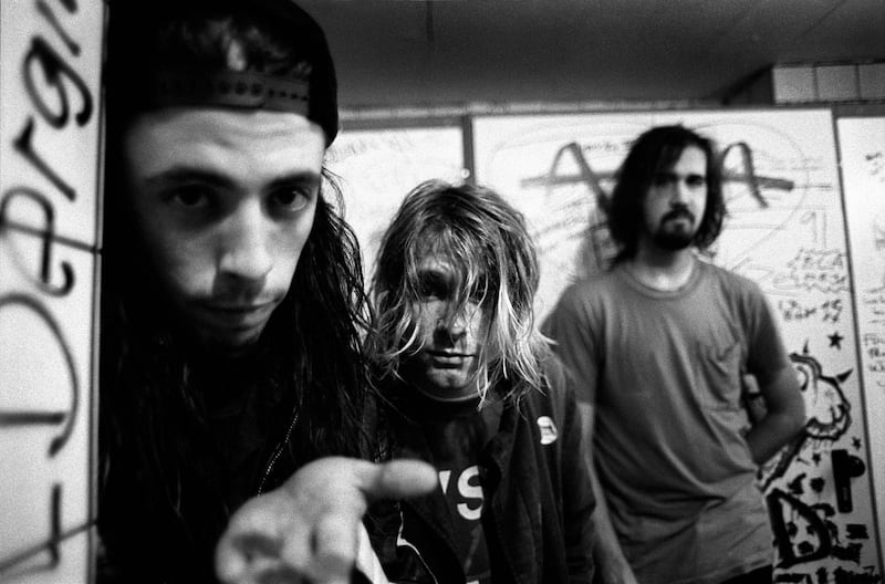 Nirvana in Frankfurt on November, 1991: Dave Grohl, Kurt Cobain and Krist Novoselic. Photograph: Paul Bergen/Redferns