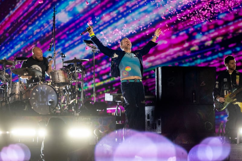 Chris Martin of Coldplay performs on stage at Croke Park, Dublin on Thursday night. Photograph: Tom Honan