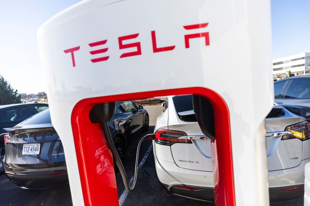 Still valued at over half a trillion dollars, Tesla trades on 54 times expected earnings. Photograph: Jim Lo Scalzo/EPA