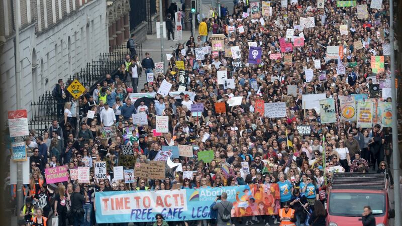 The March for Choice in Dublin on Saturday. Photograph: Dara Mac Dónaill