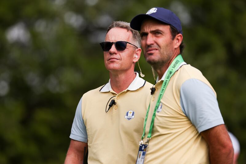 Europe captain Luke Donald and vice-captain Edoardo Molinari, whose use of statistics has played a key role in tam preparation. Photograph: Andrew Redington/Getty Images