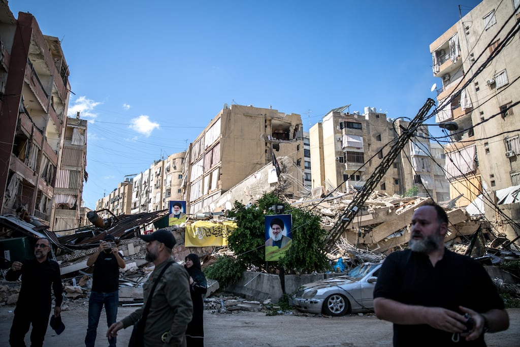 Hizbullah conducted a tour of destruction in Beirut's southern suburbs for the media: Usually home to close to a million people, it now resembles a ghost town. Photograph: Sally Hayden