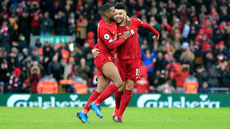 Alex Oxlade-Chamberlain opened the scoring for Liverpool at Anfield. Photograph: PA