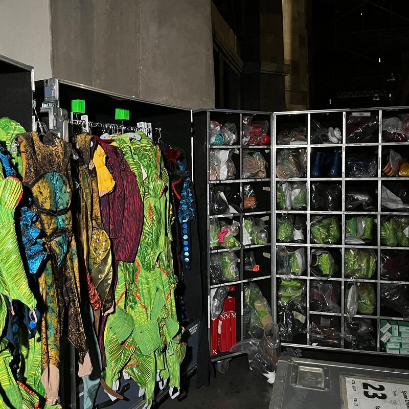 The costume racks backstage. Photograph: Deirdre Falvey