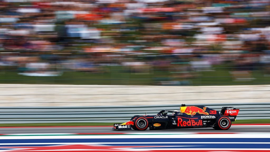 Max Verstappen of the Netherlands driving the Red Bull Racing RB16B Honda during qualifying ahead of the F1 Grand Prix of USA at Circuit of The Americas in Austin, Texas. Photograph: Jared C Tilton/Getty Images