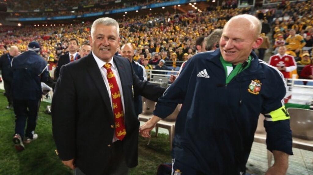 Warren Gatland with Neil Jenkins during the successful Lions tour of 2013. Photograph: Getty