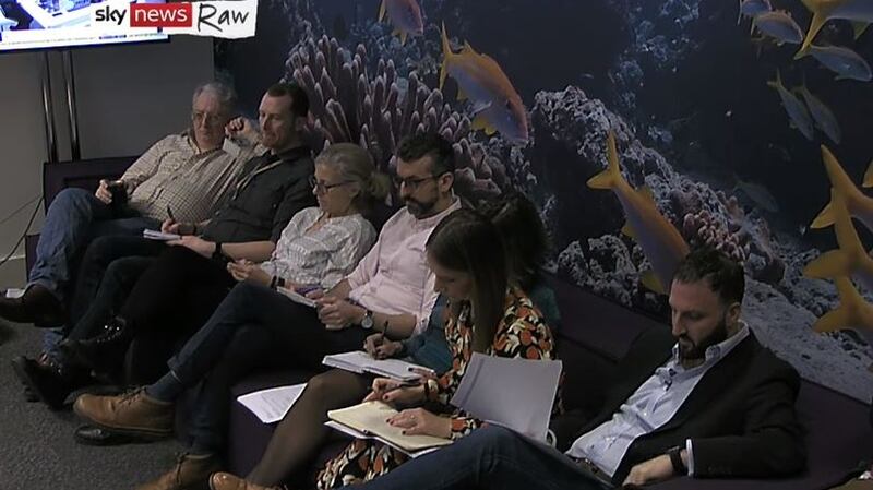 Sky News’s 7.30am editorial conference takes place in the ‘ocean room’. But where is Simon Coveney?