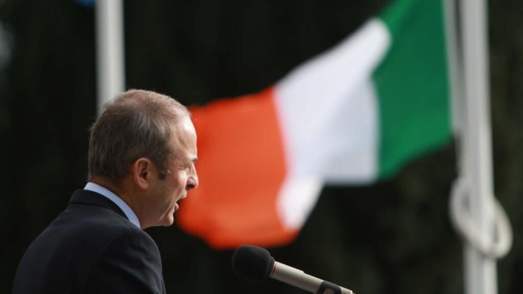 Micheál Martin at Fianna Fáil’s annual Wolfe Tone commemoration in Bodenstown, Co Kildare, yesterday. Photograph: Nick Bradshaw