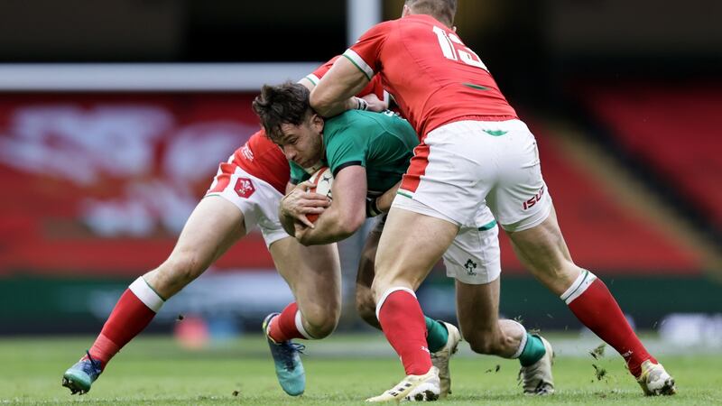 Hugo Keenan was one of a number of Ireland players to enjoy big games against Wales on Sunday. Photograph: Laszlo Geczo/Inpho