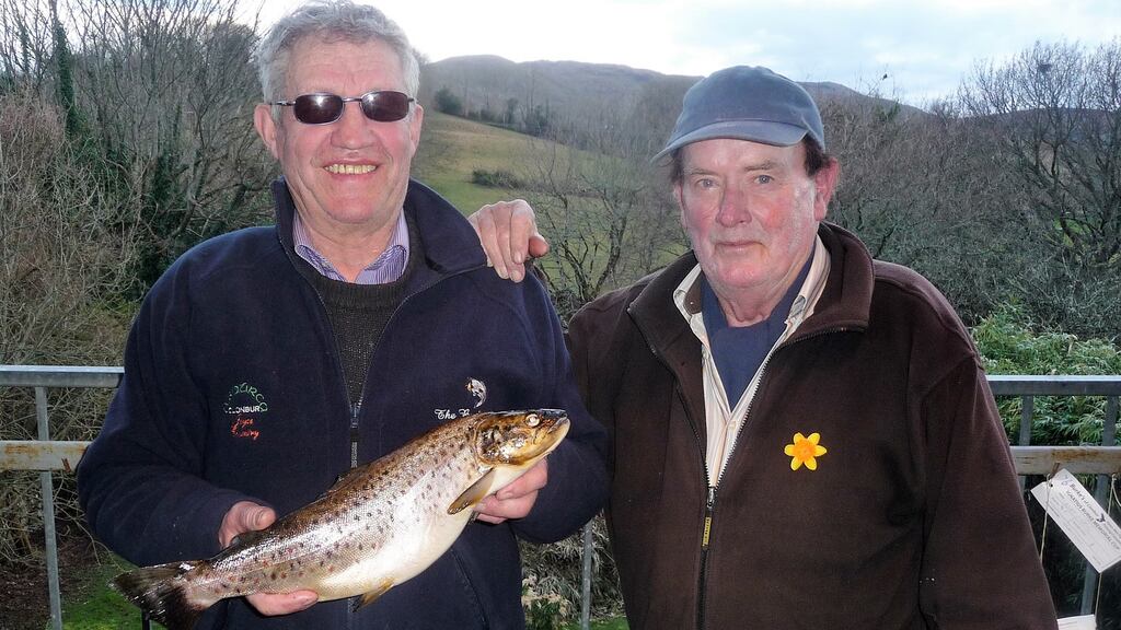 Heaviest fish winner, Pat Sweeney (left) with boatman Sean Maloney at Burke’s Competition