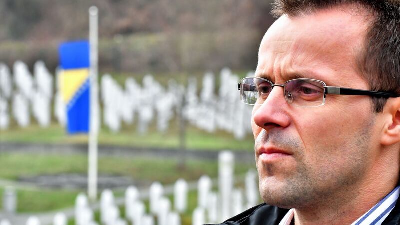 Bosnian Muslim Nedzad Avdic at the Srebrenica memorial in Potocari. Photograph: Elvis Barukcic/AFP via Getty Images