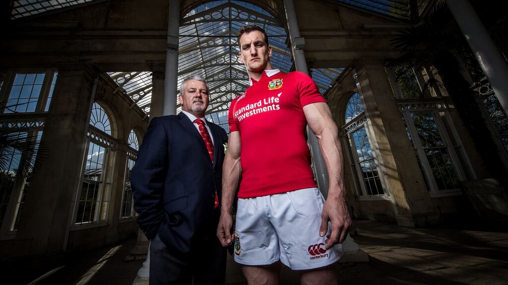 British and Irish Lions head coach Warren Gatland with his captain Sam Warburton. Photograph: Billy Stickland/Inpho