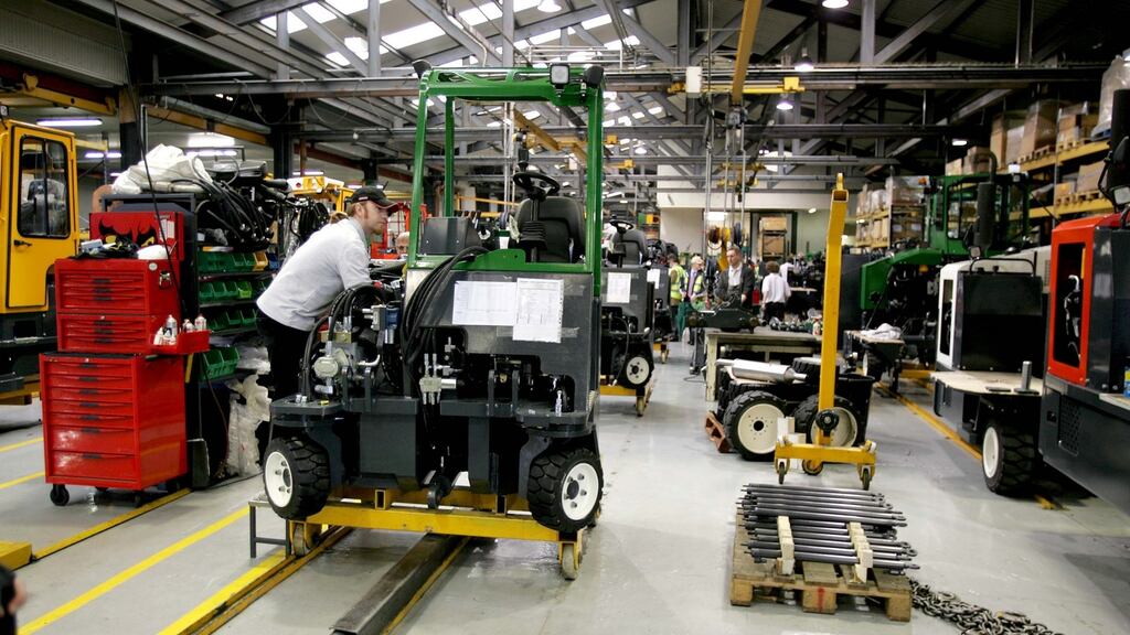 Manufacturing at the Combilift Forklifts. Ahead of Brexit, Combilift is applying to the Revenue for authorised economic operator status, which allows for a quicker passage through checkpoints. Photograph: David Sleator