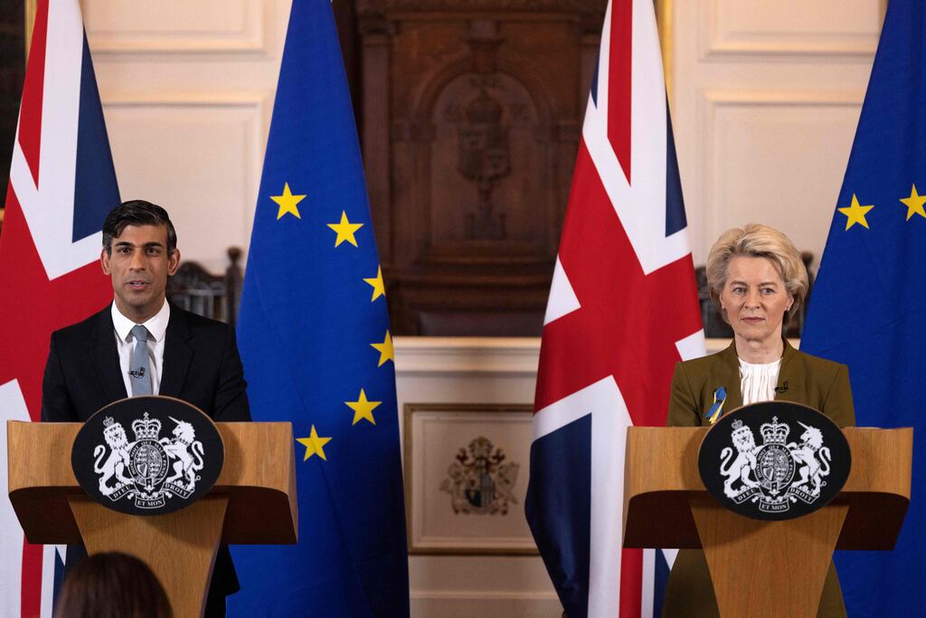 The Windsor Framework has been hailed by British prime minister Rishi Sunak as a “new chapter” in the relationship between the UK and EU. Photograph: Dan Kitwood/Pool/AFP via Getty Images