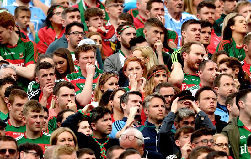 Mayo fans look on nervously at the 2017 All-Ireland final. Photograph: James Crombie/Inphop