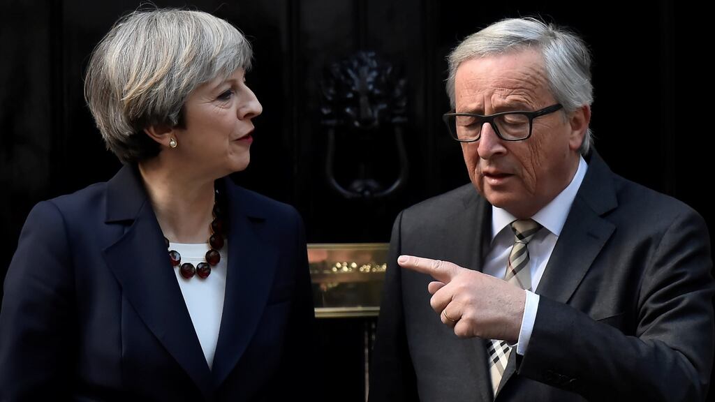 Leaks were given to a German newspaper about the dinner meeting last week between British prime minister Theresa May and European Commission president Jean Claude Juncker. Photograph: Hannah McKay/Reuters