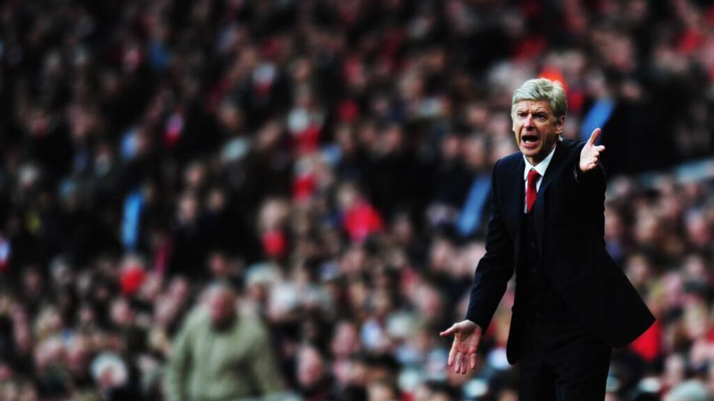Arsenal manager Arsene Wenger on the touchline during the FA Cup Fifth Round match tie against Liverpool at Emirates Stadium. Photograph: Shaun Botterill/Getty Images