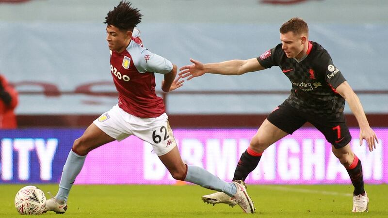 James Milnerin action against a very young Aston Villa team on Friday night. Photograph: Getty Images