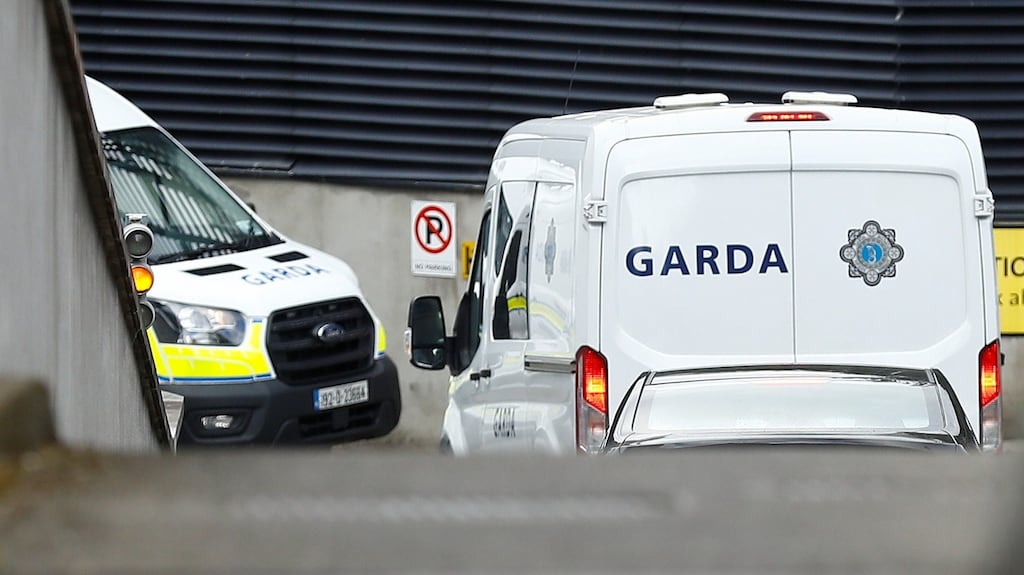 A prison service van arriving at Dublin’s Criminal Courts of Justice carrying Ronan Hughes to a hearing earlier this month after he was arrested on foot of a European Arrest Warrant. Photograph: Jason Cairnduff/Reuters