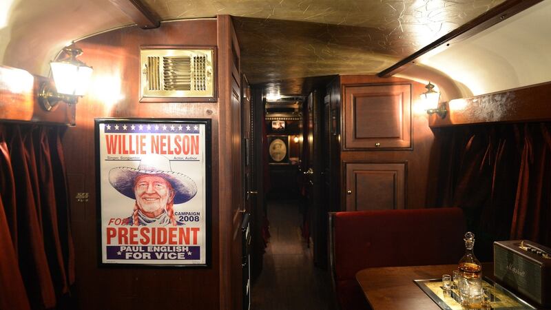 A view of Willie Nelson’s tour bus in Austin, Texas. Photograph: Daniel Boczarski/Getty Images