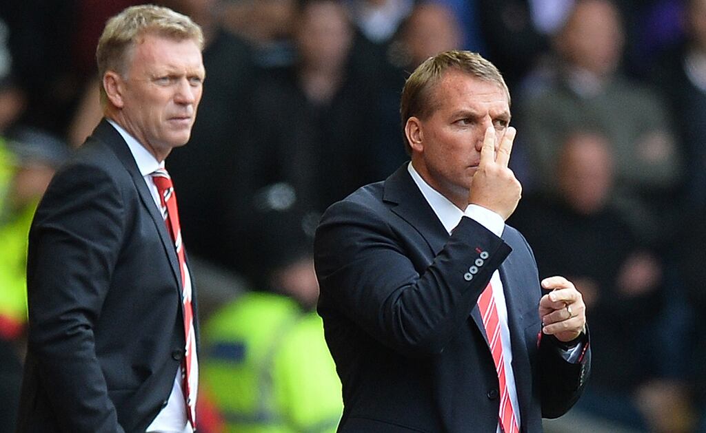 Manchester United manager David Moyes and his Liverpool counterpart Brendan Rodgers.