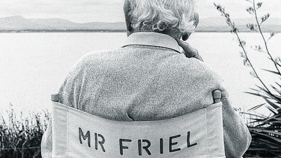 Previously unpublished image from the archive of photographer Bobbie Hanvey, showing playwright Brian Friel on the set of Dancing at Lughnasa. Photograph: Bobbie Hanvey