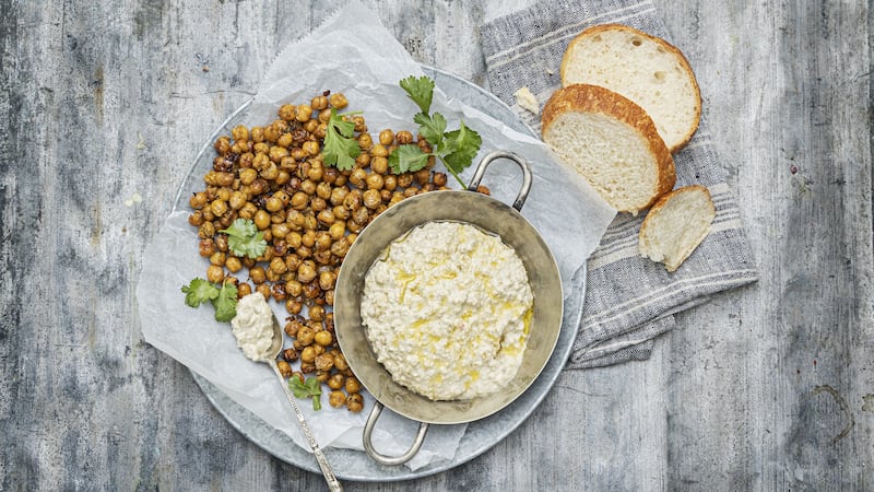 Goat’s cheese and olive tapenade, hot spiced chickpeas