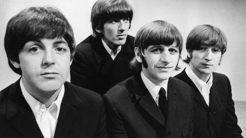 Paul McCartney, George Harrison (1943 - 2001), Ringo Starr and John Lennon (1940 - 1980) at the BBC Television Studios in London before the start of their world tour on June 17th, 1966. Photograph: Central Press/Getty Images