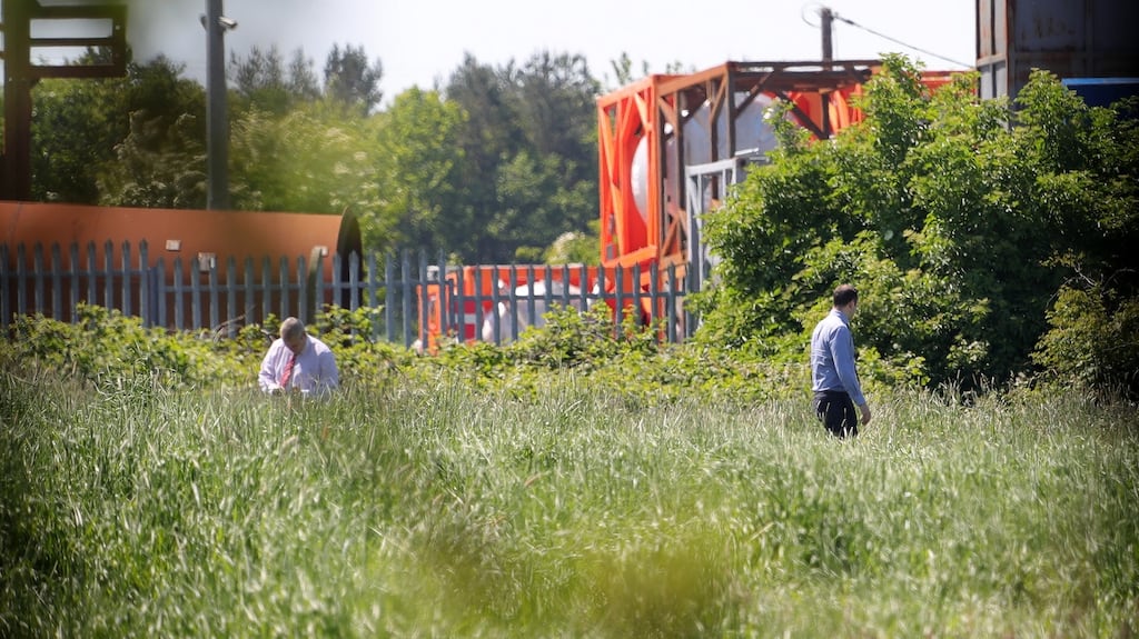 Gardaí search the field where the body of 18 year old Cameron Reilly was found in Dunleer, Co Louth last Saturday. Photograph: Colin Keegan/Collins Dublin