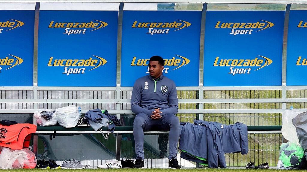 Cyrus Christie at the Republic of Ireland squad’s training centre, in Abbotstown, Dublin on Monday: the Derby County defender is likely to play against Germany due to Séamus Coleman’s hamstring problem. Photograph: Donall Farmer/Inpho