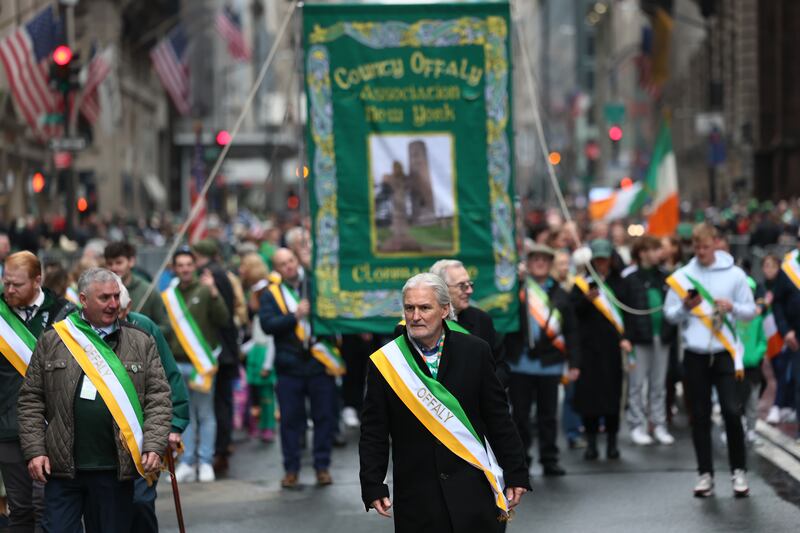 The St Patrick's Day parade on Fifth Avenue in New York City. Governor Kathy Hochul and mayor Eric Adams along with state and local officials marched in the 264th annual St Patrick’s Day Parade. The parade featured more than 150,000 participants marching along Fifth Avenue. Photograph: Michael M Santiago/Getty Images