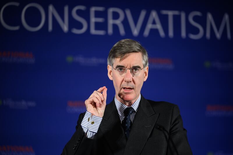 Patriot games: Conservative MP Jacob Rees-Mogg lectures Lee Carsley. Photograph: Leon Neal/Getty Images