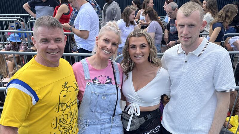 Pat Bannon with Pamela O'Brien, Kyara O'Brien and Daniel Masterson outside Croke Park waiting for the Coldplay concert to start