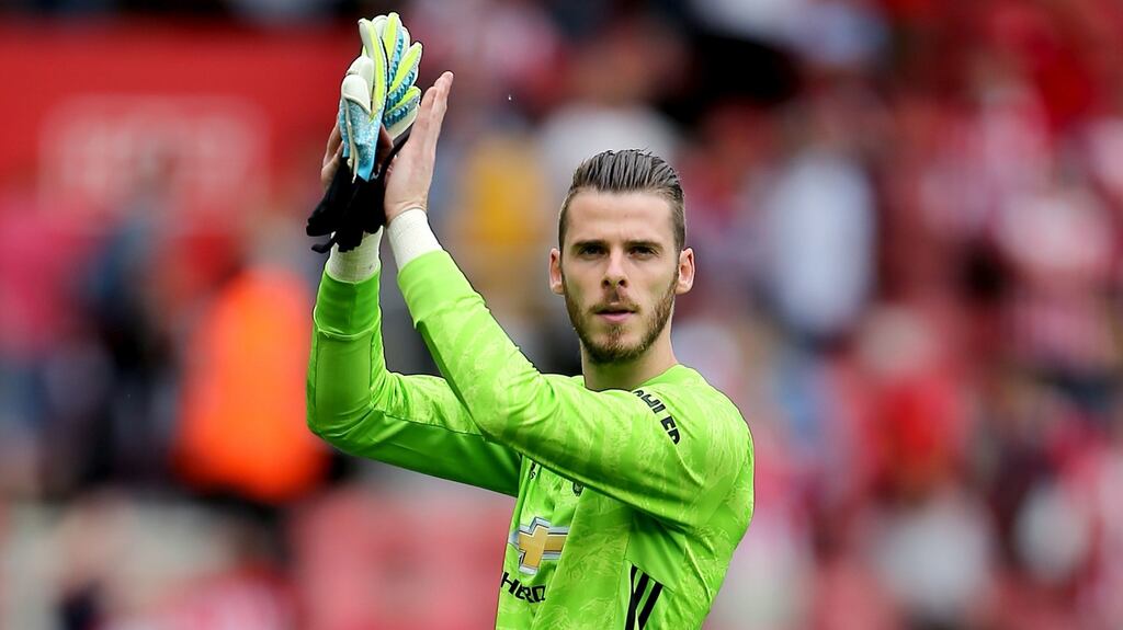 Manchester United goalkeeper David de Gea applauds the fans at the end of the 1-1 draw with Southampton at St Mary’s. Photo: Mark Kerton/PA Wire