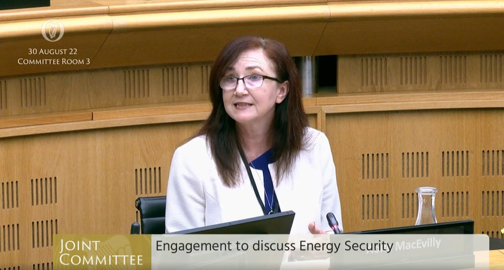 Commissioner for Regulation of Utilities Aoife MacEvilly speaking before an Oireachtas committee in 2022. Photograph: PA