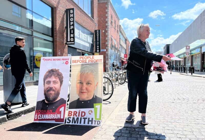 BrÍd Smith TD of People Before Profit canvassing on Moore Street Dublin. Photo: Bryan O’Brien / The Irish Times