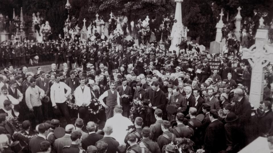Laid to rest: O’Donovan Rossa’s funeral, at Glasnevin Cemetery in Dublin, on August 1st, 1915. Photograph courtesy of the Cole/O’Donovan Rossa family