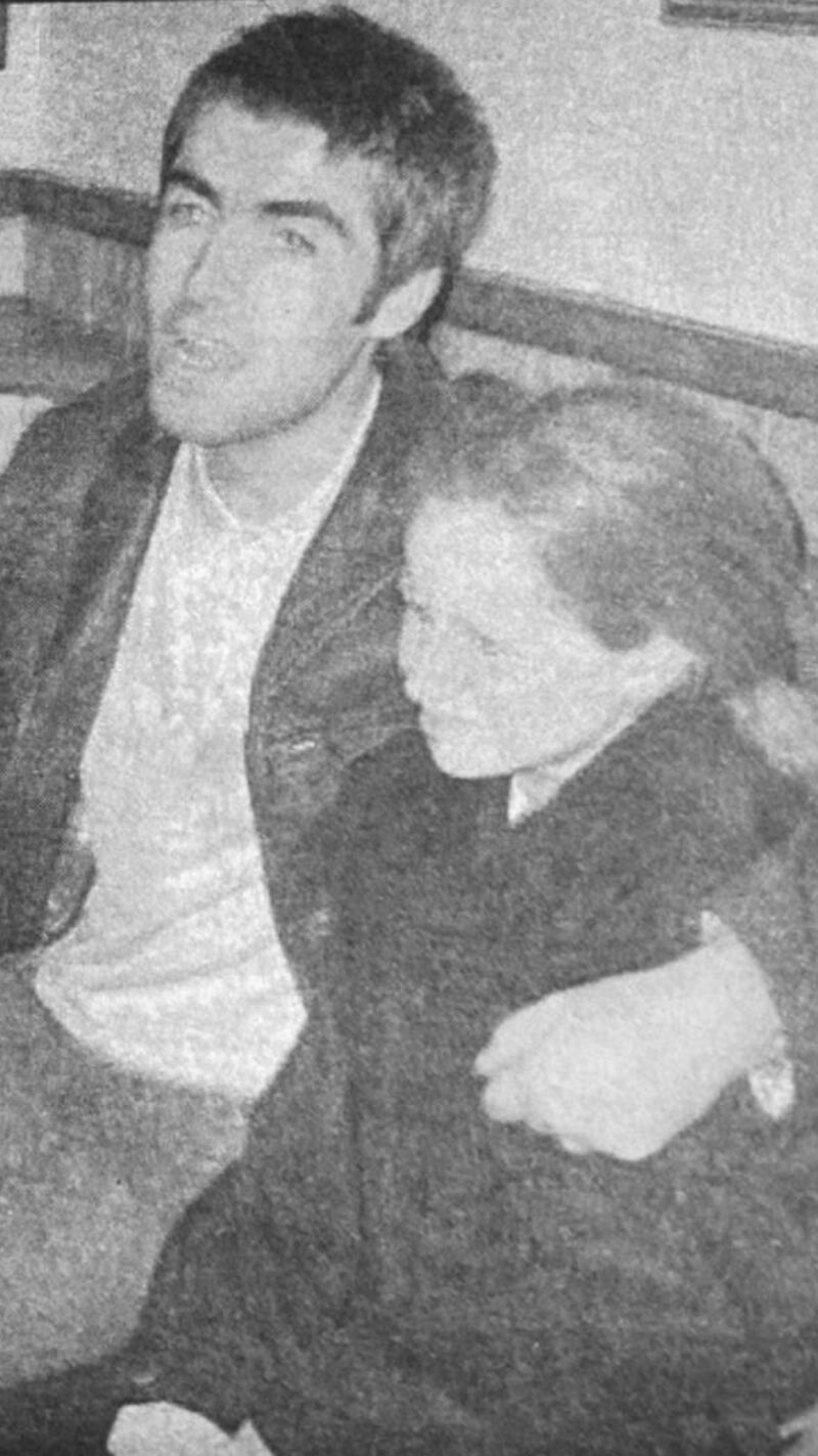Sinéad, then 11, with Liam Gallagher in pub in Charlestown