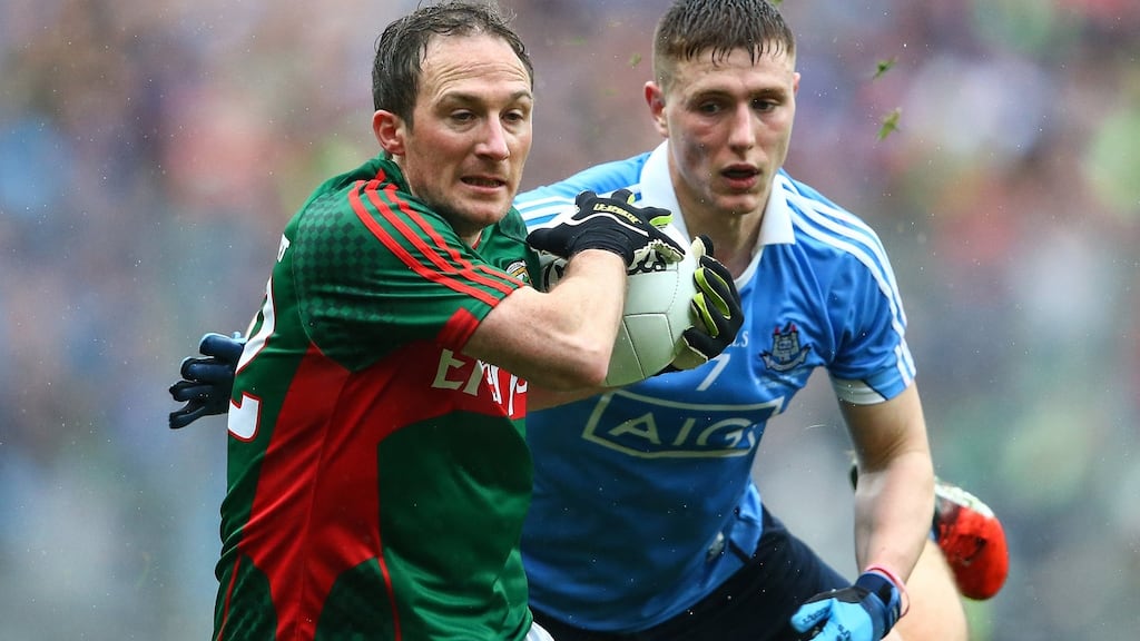Dublin’s John Small and Alan Dillon in action on Sunday. Photograph: Cathal Noonan/Inpho