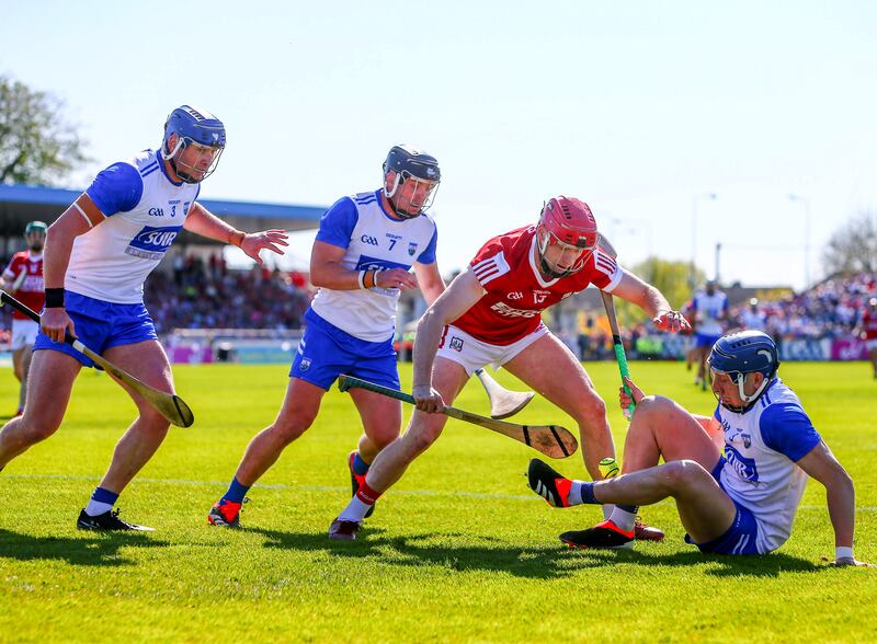 Waterford’s Kieran Bennett and Cork’s Alan Connolly. Photograph: Ken Sutton/Inpho