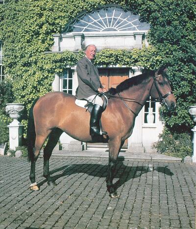Charles Haughey on his horse outside Abbeville. Photograph: Jacqueline O’Brien
