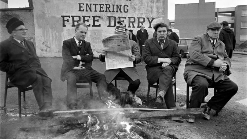 Hume at a early morning demonstration in Derry, 1972. Photograph: Watford/Mirrorpix/Mirrorpix via Getty