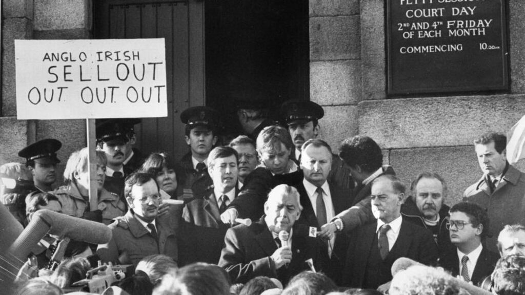 Ian Paisley at a Hillsborough agreement protest yesterday in 1985. Photograph: Dermot O’Shea / THE IRISH TIMES