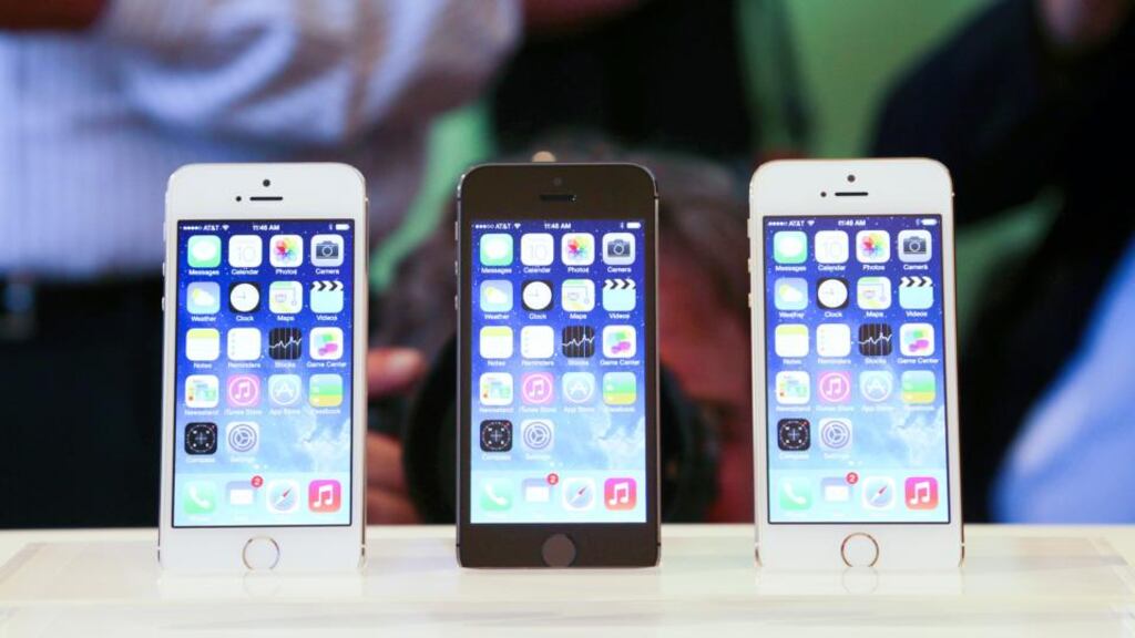 The iPhone 5S at Apple’s product release event in California earlier this month. Photograph: Jim Wilson/The New York Times