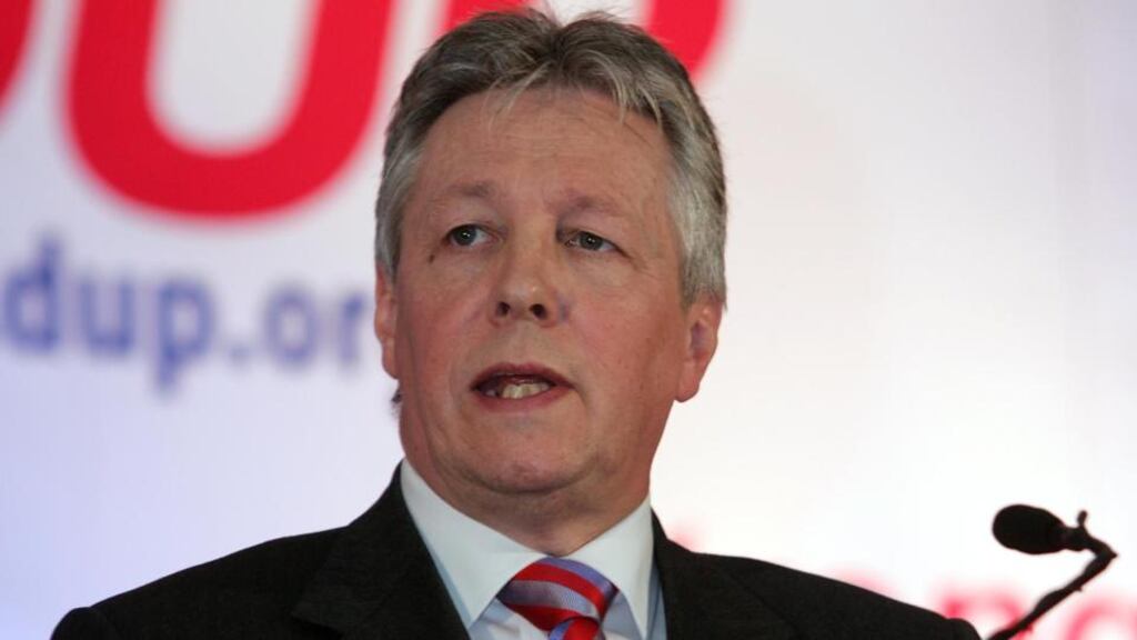 Peter Robinson: rallied party  for the Westminster electoral battle ahead at his party’s annual conference. Photograph: Eric Luke