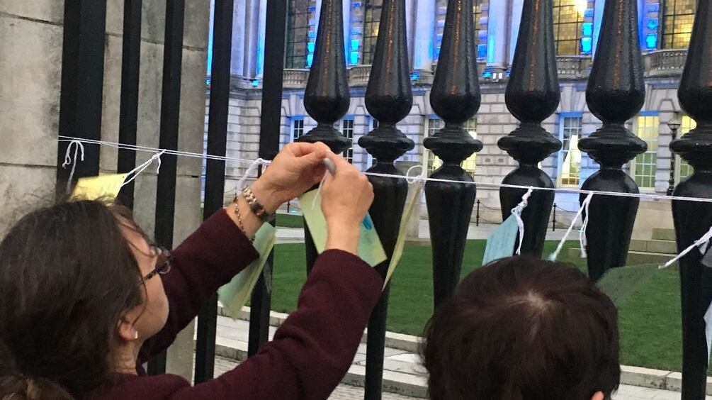 “Never again” was the message from the candlelight vigil outside Belfast City Hall, organised by Alliance for Choice and the Belfast Feminist Network to mark the fifth anniversary of Ms Halappanavar’s death. Photograph: Amanda Ferguson