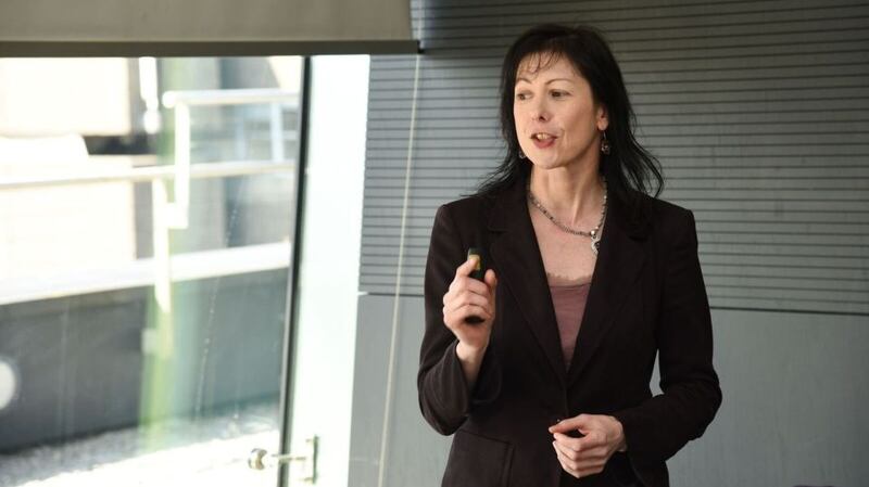 Fiona Ashe leading the Writing for Business Clarity module. Photograph: Conor Mulhern