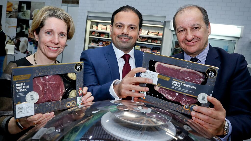 (L-R) Tara McCarthy, Bord Bia chief executive; Jaffar Al Asfoor, BMMI general manager of food retailing and production; and Chris Martin, Musgrave chief executive