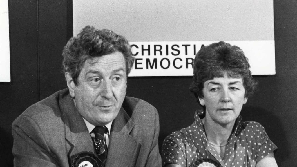 Garret FitzGerald with Nuala Fennell, who was the minister of state for women’s affairs. Photograph: Eddie Kelly