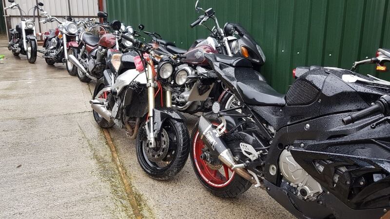 Some of the motorbikes seized by gardaí during the raid. Photograph: via Criminal Assets Bureau